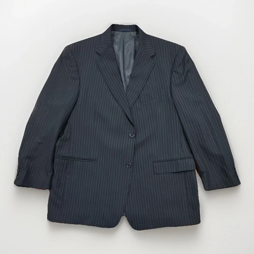 Daniel Cremieux Blue Pinstripe Two-Button Single-Breasted Notch Lapel Blazer